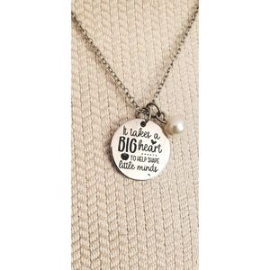 Teacher Silver Pearl Pendant Necklace 18 - 22" chain NEW